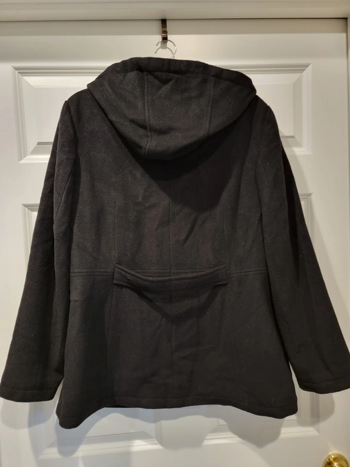 Chaqueta con capucha de lana negra con cremallera Fleet Street LTD de colección para mujer talla L Foto 2 de 3