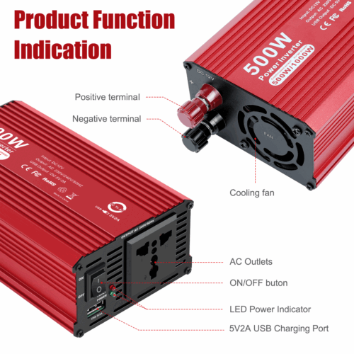 1000W Car Power Inverter Dc 12V to Ac 230/240V Car Voltage Converter USB Charger - Picture 7 of 10