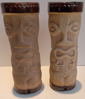 2 Vintage, Mid-century Tiki Highball Cups By Paul Marshall.