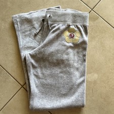 Juicy Couture Light Gray Velour Track Pants Flower Size 14 KIDS