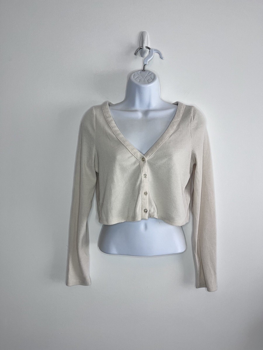 Pacsun La Hearts Women's Sz S White Cropped Button Up Cardigan
