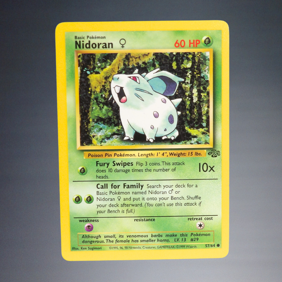 1995-98 POKEMON TCG NIDORAN #57/64 JUNGLE COMMON BASIC GRASS TRADING CARD TC
