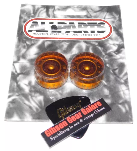 All Parts Les Paul Knobs Set Amber Speed Guitar Parts Project Custom Gibson Pick