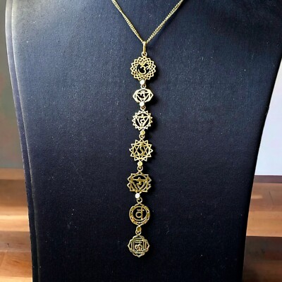 7 chakra healing necklace, 7 Chakra Brass necklace, Brass Necklace, Healing
