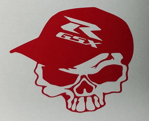 GSXR MOTORCYCLE SKULL CAP DECAL STICKER - Picture 4 of 8