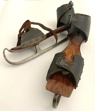 Antique Pair of Ice Skates Wood New England Signed Douglas Rogers Conn.