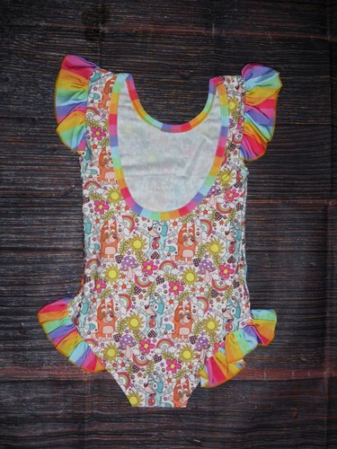 NEW Boutique Bluey One Piece Ruffle Swimsuit - Picture 3 of 4
