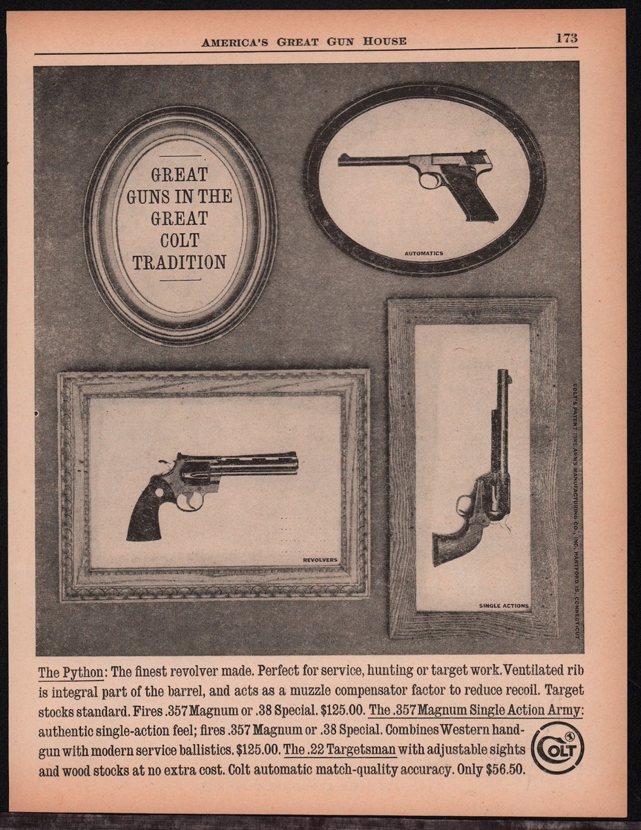 1961 COLT Python, 357 Single-Action Army SAA Revolver & Targetsman