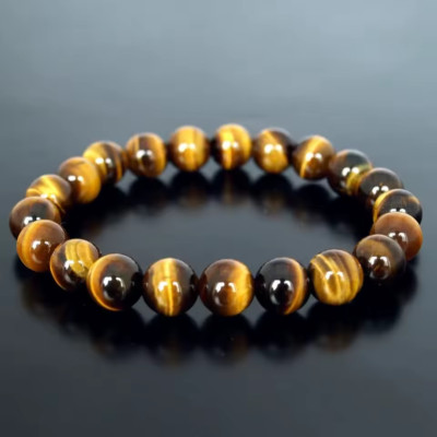 Armband Tigerauge 8mm Energie Kugelarmband Gummizug 18,5cm Yoga Neu & OVP