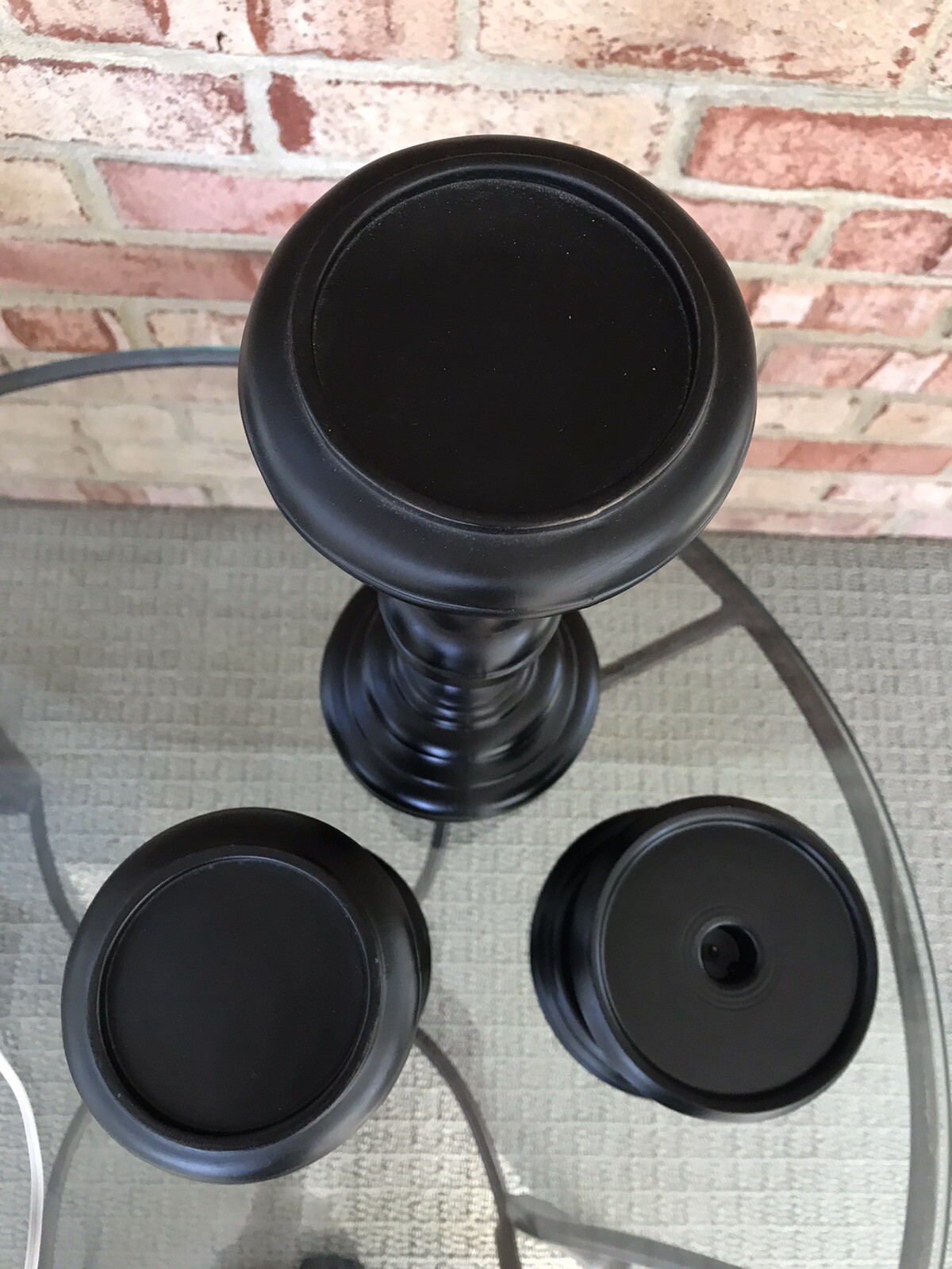LOT of 3 Wooden Matte Black Farmhouse Candle Holders for Pillar Candles