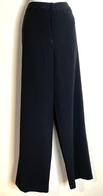 Giorgio Armani Black Wool Straight Leg Dress Pants Womens US 12 NWT IT46 $650