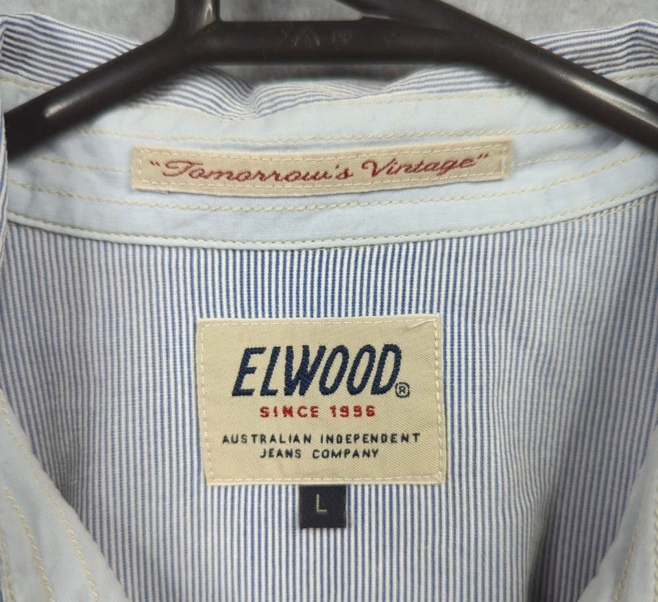 Elwood Tomorrows Vintage Top Womens Large Blue Pearl Snaps Collared Shirt - image 4 of 4