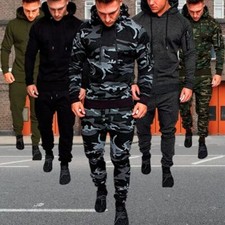 Set tuta uomo 2 pezzi tuta jogging corsa abbigliamento sportivo felpa con cappuccio + pantalone