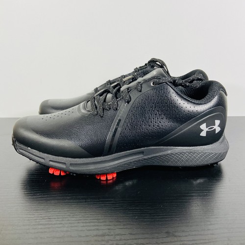 Mens Under Armour Golf Shoes UA Charged Black Leather 3024562002 Size