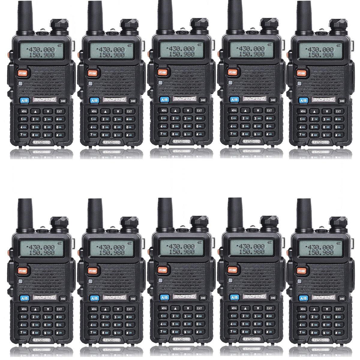 10 x BAOFENG UV-5R VHF/UHF Dual Band Two Way Ham Radio Transceiver Walkie Talkie