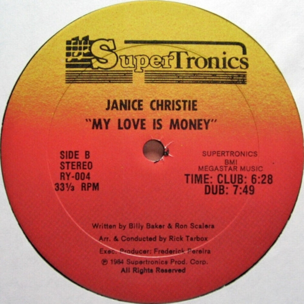 STICKY WHERE'S MY MONEY 12インチレコード Janice Christie - My Love Is Money - Supertronics - RY-004 - 12