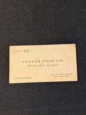 Center Tool Co. Machine Shop Equipment Centre St Vtg Business Card Manhattan Nyc
