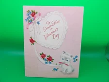 Vintage 1956 American Greeting Valentine Card Little White Kitten, 5V K-592-1