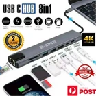 8in1 Type-C Hub USB 3.0 Adapter 4K HDMI RJ45 Card Reader for MacBook Laptop Phon