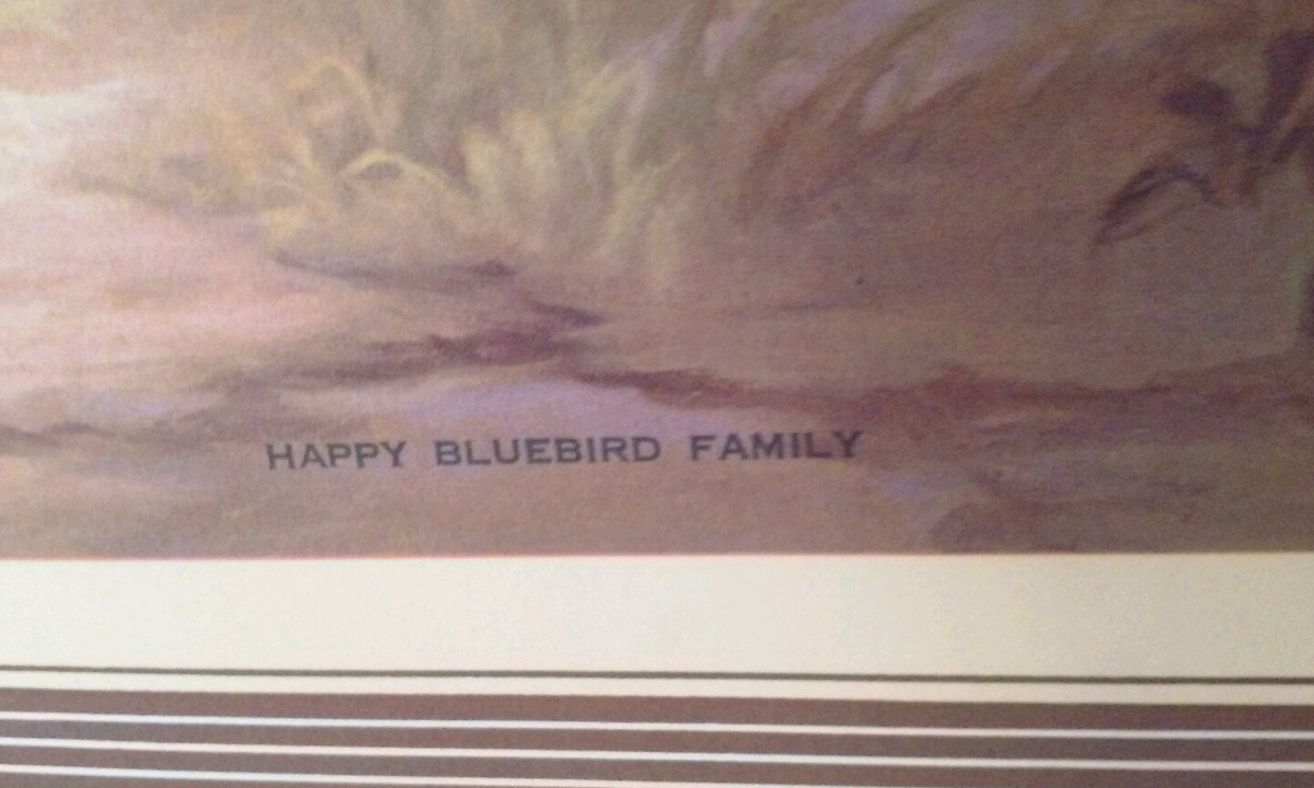 ADELAIDE HIEBEL PRINT - HAPPY BLUEBIRD FAMILY -HUGE 1941 SAMPLE CALENDAR 46  X 21 | eBay