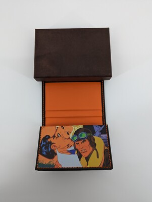 Breitling Special Edition Brown Leather Artwork Card Holder w/ Box
