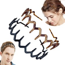 Fash Wide Zig Zag Headbands for Women and Men - Plastic Wavy Hair Band