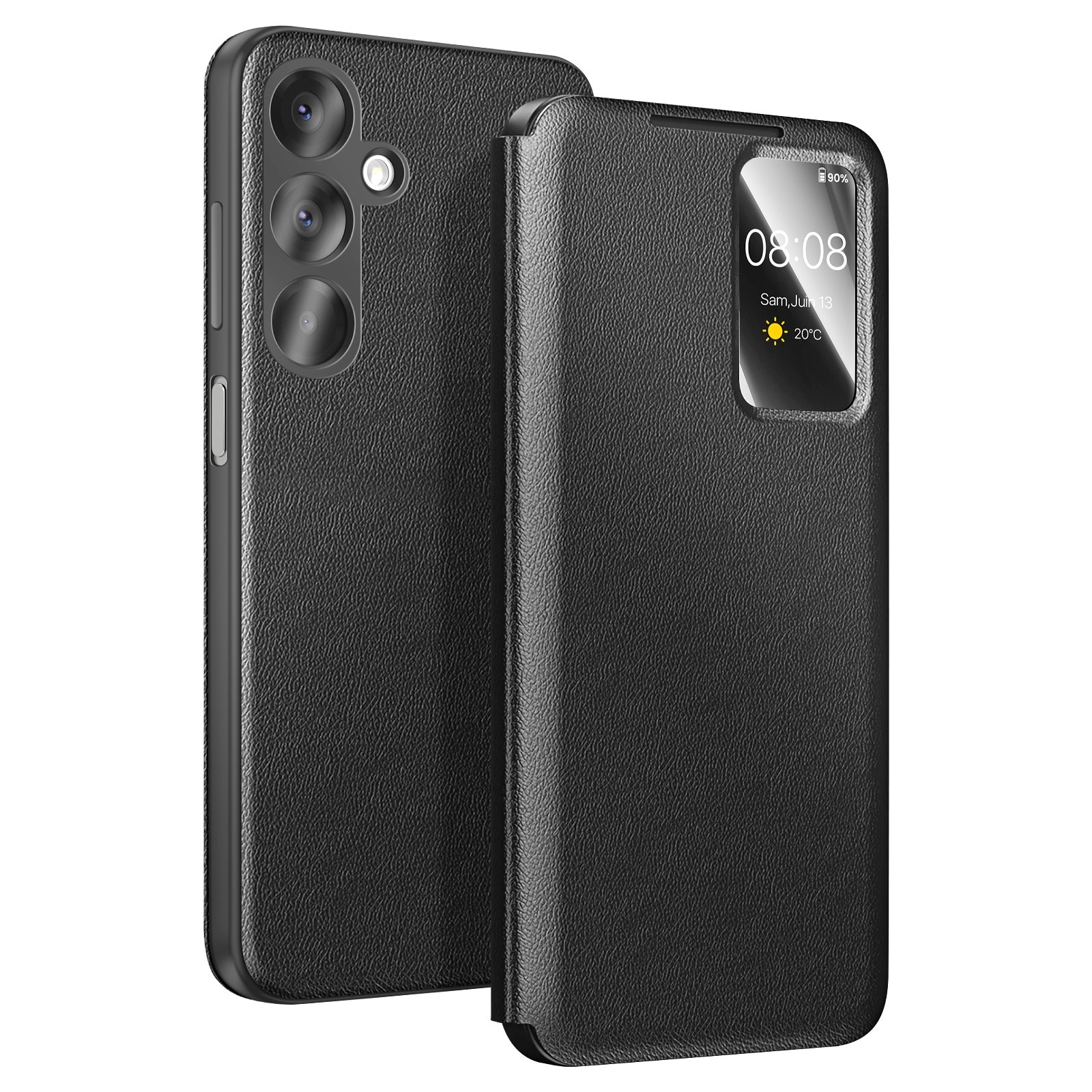 Étui Galaxy A37 idéal pour vos déplacements avec clapet transparent noir