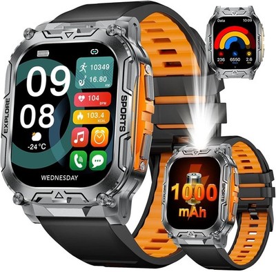 Smartwatch Herren Männer mit Telefonfunktion Armbanduhr für iOS Android Outdoor