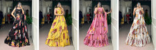 Elegant Floral Print Chiffon Lehenga Choli With Dupatta For Party Wear