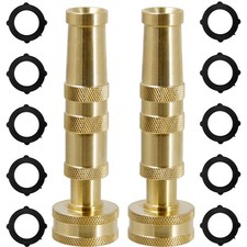 Solid Brass Hose Nozzle 2 Pack Heavy Duty Garden Spray Twist 4 Inch Adjustable