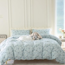 Floral Queen Duvet Cover, 100 Brushed Microfiber 3-Piece Queen Bedding Set, ...