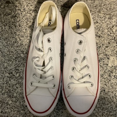 Converse All Star Low Top Sneaker Leder Weiß/Rot Schnürung EU 39 UK 6