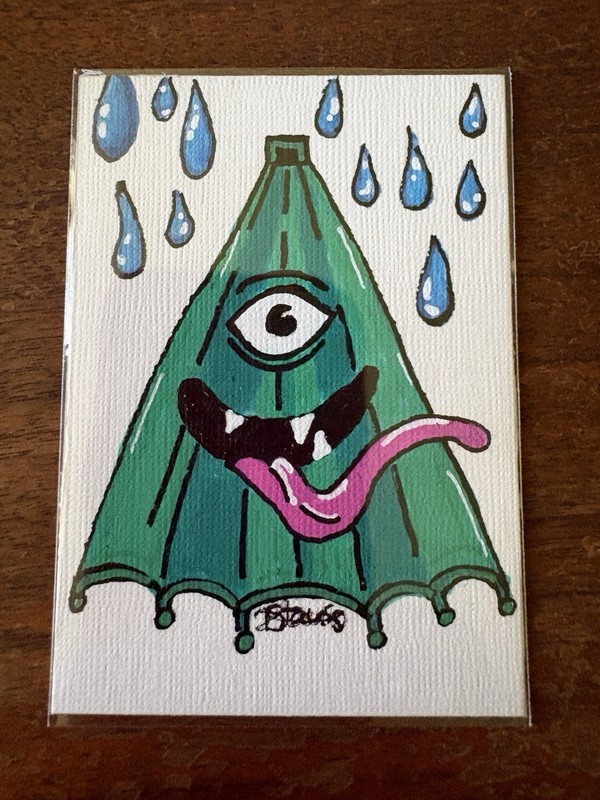 ACEO Original Colorful Japanese Yokai Jada-obake. Signed By Artist