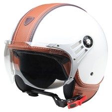 Jethelm Policehelm Sturzhelm Rollerhelm CMX "Paul" weiß Leder braun M
