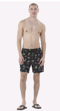 No Boundaries Drawstring 6" Skating Palm Tree Swim Trunks Men's Size S 28-30