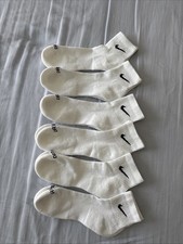 Nike Everyday Cushioned Ankle Socks 6 Pack Mens 8-12 White SX7669-100