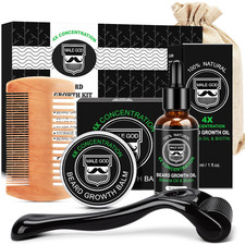 Beard Kit, Beard Growth Kit W/Natural Ingredients Beard Oil  Balm  Comb, Beard