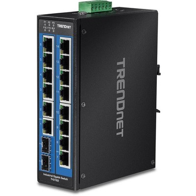 TRENDnet TI-G162 16-Port Industrieller Gigabit-DIN-Rail-Switch Metall-Gehäuse