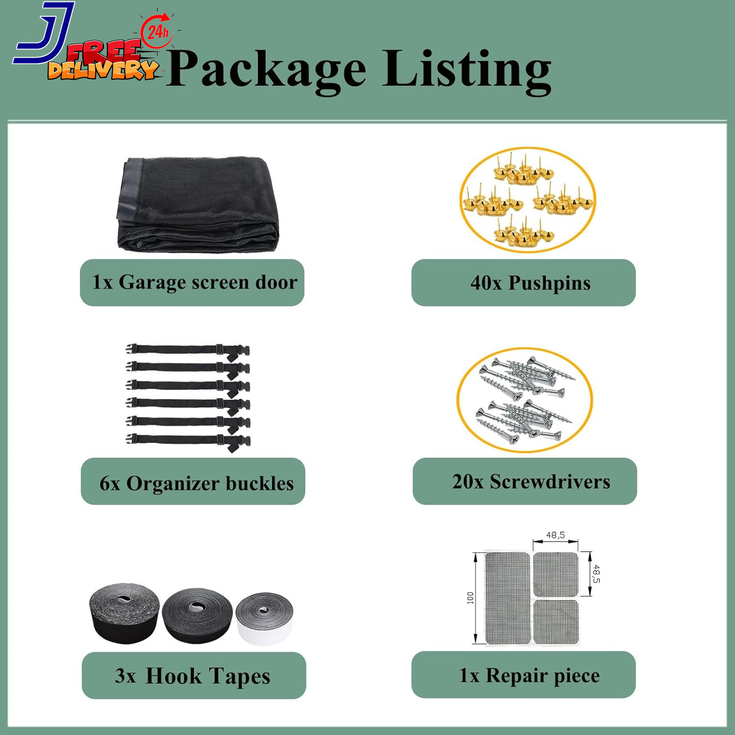 Garage Door Screen 17X10Ft for 2 Car Retractable Fiberglass Magnetic Screen Mesh