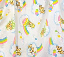 NWOT Vintage Teddy Bears Rainbow Cloud Hot Air Balloons Fitted Crib Sheet