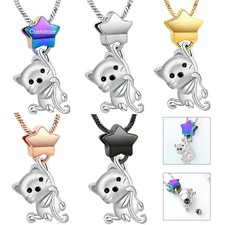 Star Cat Urn Pendant Cremation Jewelry for Ashes Holder Memory Necklace Jewelry
