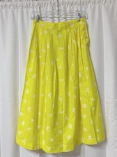 Vintage Kelly Harper Skirt 80s Midi Yellow Geometric Pleats 8