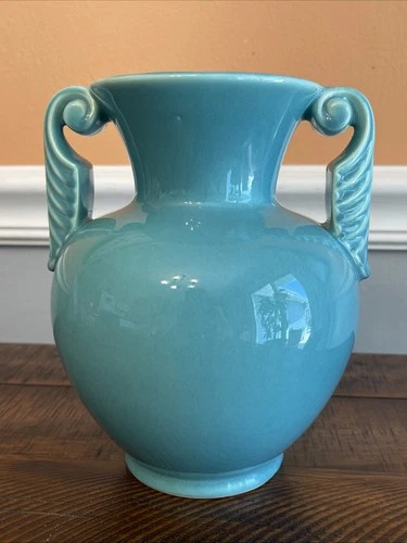Vintage Stangl Pottery 7" Turquoise Art Deco Style Vase