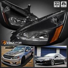 Black Fits 2003-2007 Honda Accord 2/4Dr Headlights Corner Lamps Left+Right 03-07