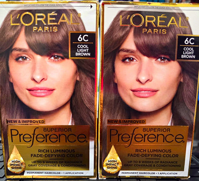 2 Boxes L'Oréal Paris Superior Preference 6C Cool Light Brown Permanent Hair Dye