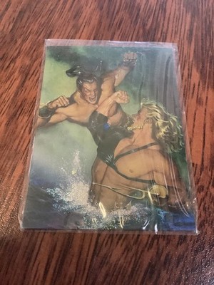MARVEL VS DC TRADING CARDS HOLO FX CARD #2 NAMOR AQUAMAN 1995 MARVEL DC COMICS