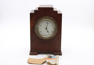 A Antique Solid Wood Mantle Clock w/Military Aviation Clock Piece Mounted