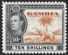 Gambia 1938-46 KGVI 10s Orange & Black  SG.161 Mint (Hinged) Cat:£42