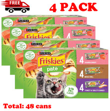 4 PACK - Purina Friskies Pate Cat Food Variety Pack Salmon Turkey 5.5 oz, 12 Can