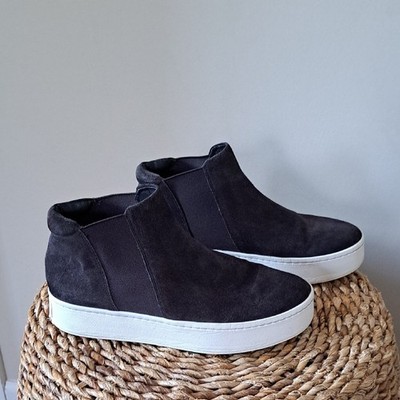 Vince Womens Warren Charcoal Grey Suede High Chelsea Platform Sneaker Booties 9